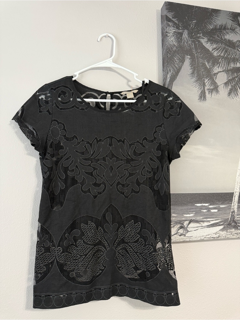Banana Republic Black Lace Short Sleeve Blouse - Picture 10 of 10